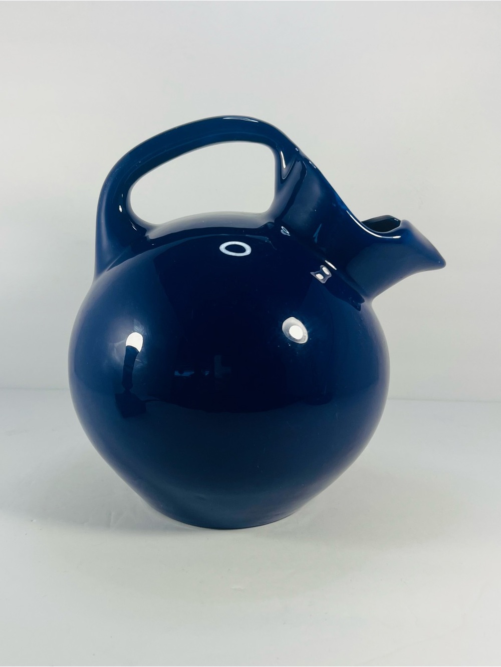 Shenango‎ China Royal Blue Tilt Ball Jug Pitcher, Ice Lip, Vintage Mid Century